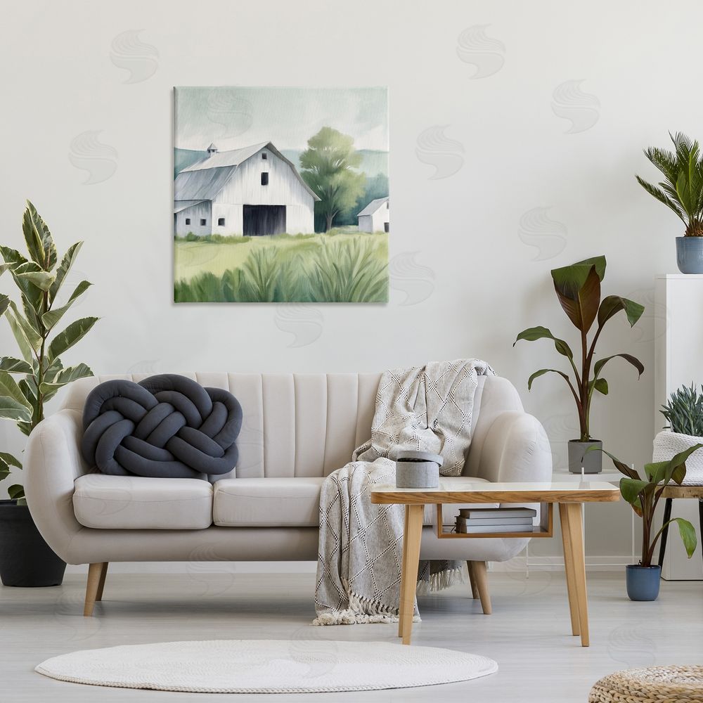 Kim Allen Farm Home White Barn Canvas Wall Art Print in Room