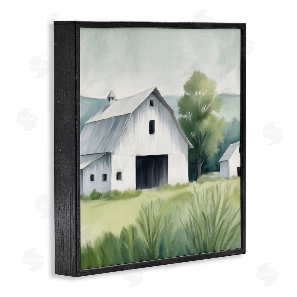 Kim Allen Farm Home White Barn Black Framed Giclee Wall Art Print