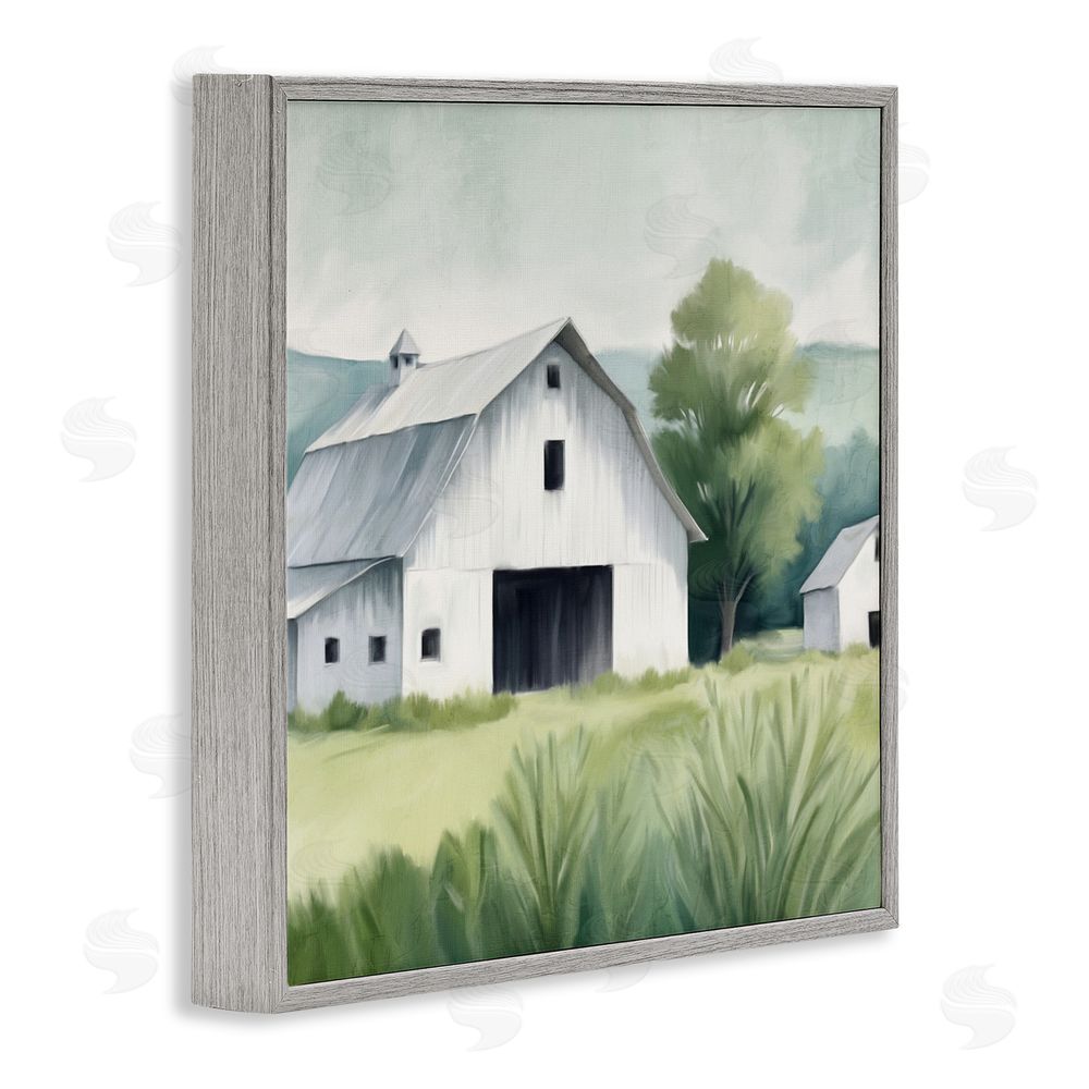 Kim Allen Farm Home White Barn Gray Framed Giclee Wall Art Print
