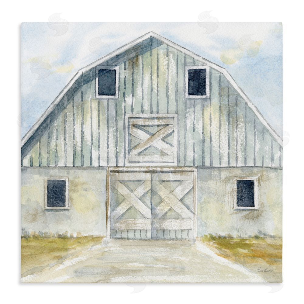 Patti Bishop Blue Gray Barn Stretched Canvas Wall Art
