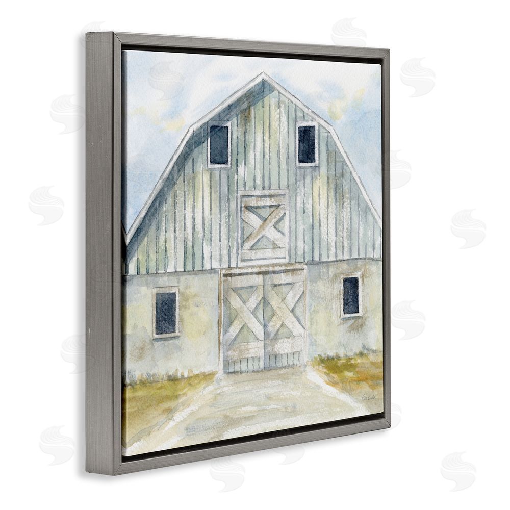 Patti Bishop Blue Gray Barn Gray Floating Frame Canvas Wall Art Print