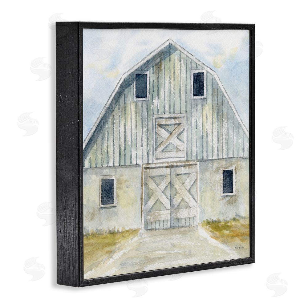 Patti Bishop Blue Gray Barn Black Framed Giclee Wall Art Print