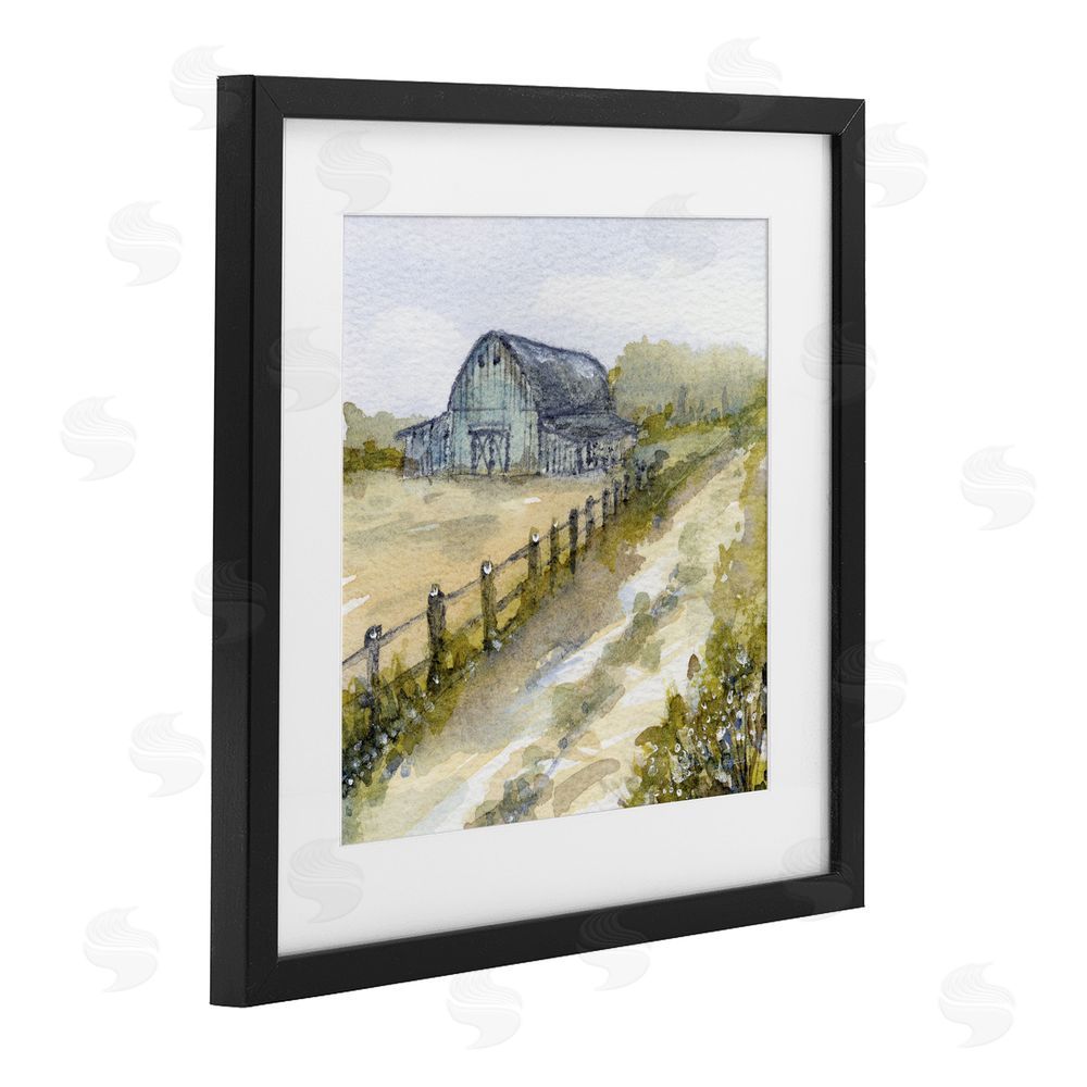Patti Bishop Blue Barn Lane Black Framed Print Under Glass Wall Art