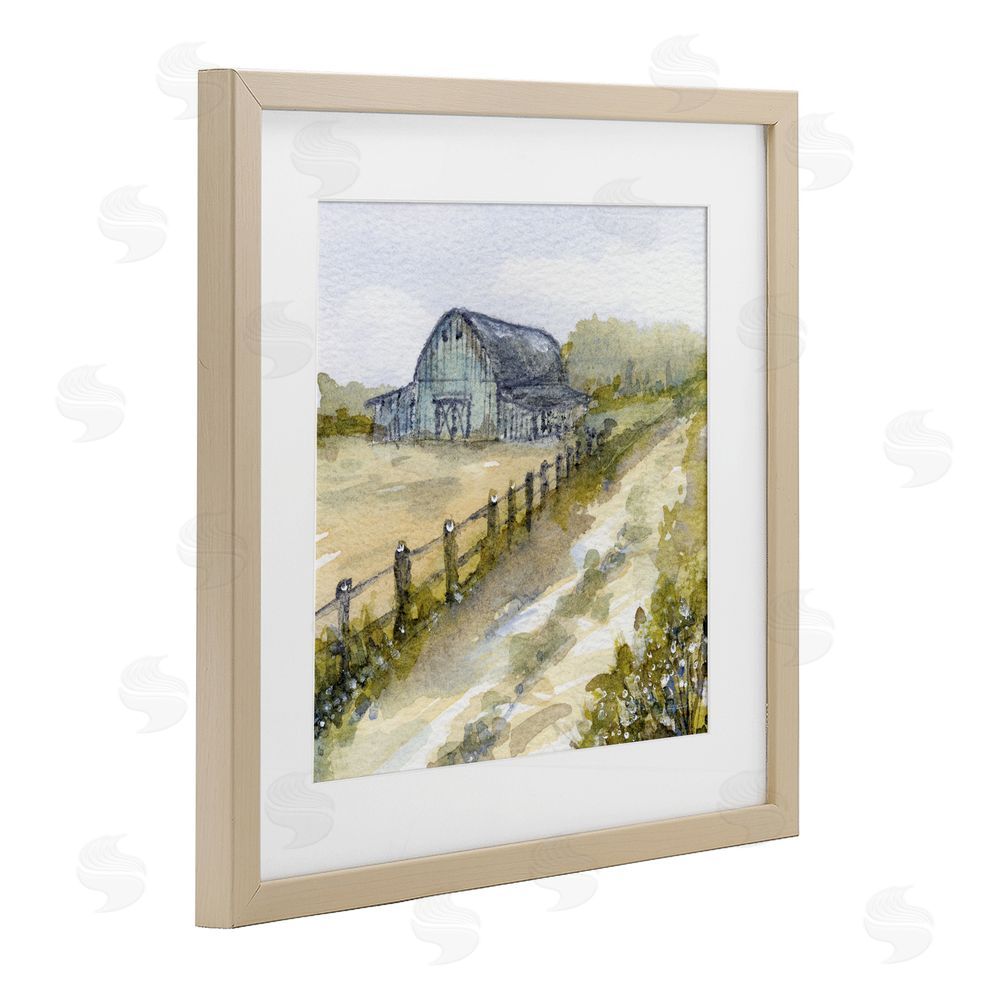 Patti Bishop Blue Barn Lane Birch Framed Print Under Glass Wall Art