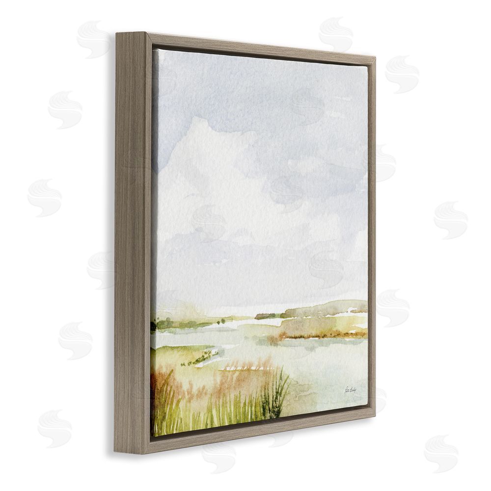 Patti Bishop Delicate Marsh Painting Brown Floating Frame Canvas Wall Art Print