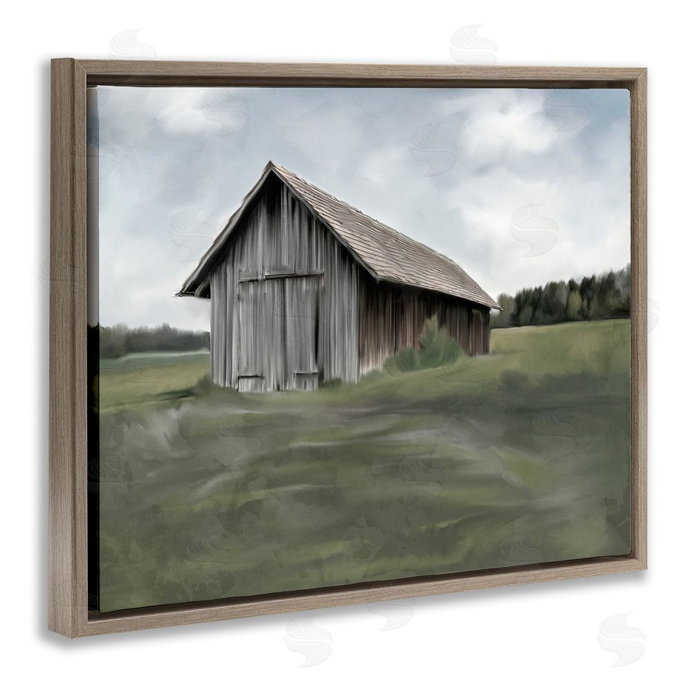 Kim Allen Farm's Back Pasture Brown Floating Frame Canvas Wall Art Print