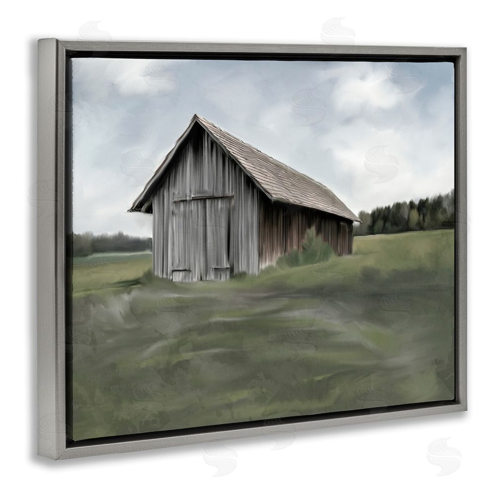 Kim Allen Farm's Back Pasture Gray Floating Frame Canvas Wall Art Print