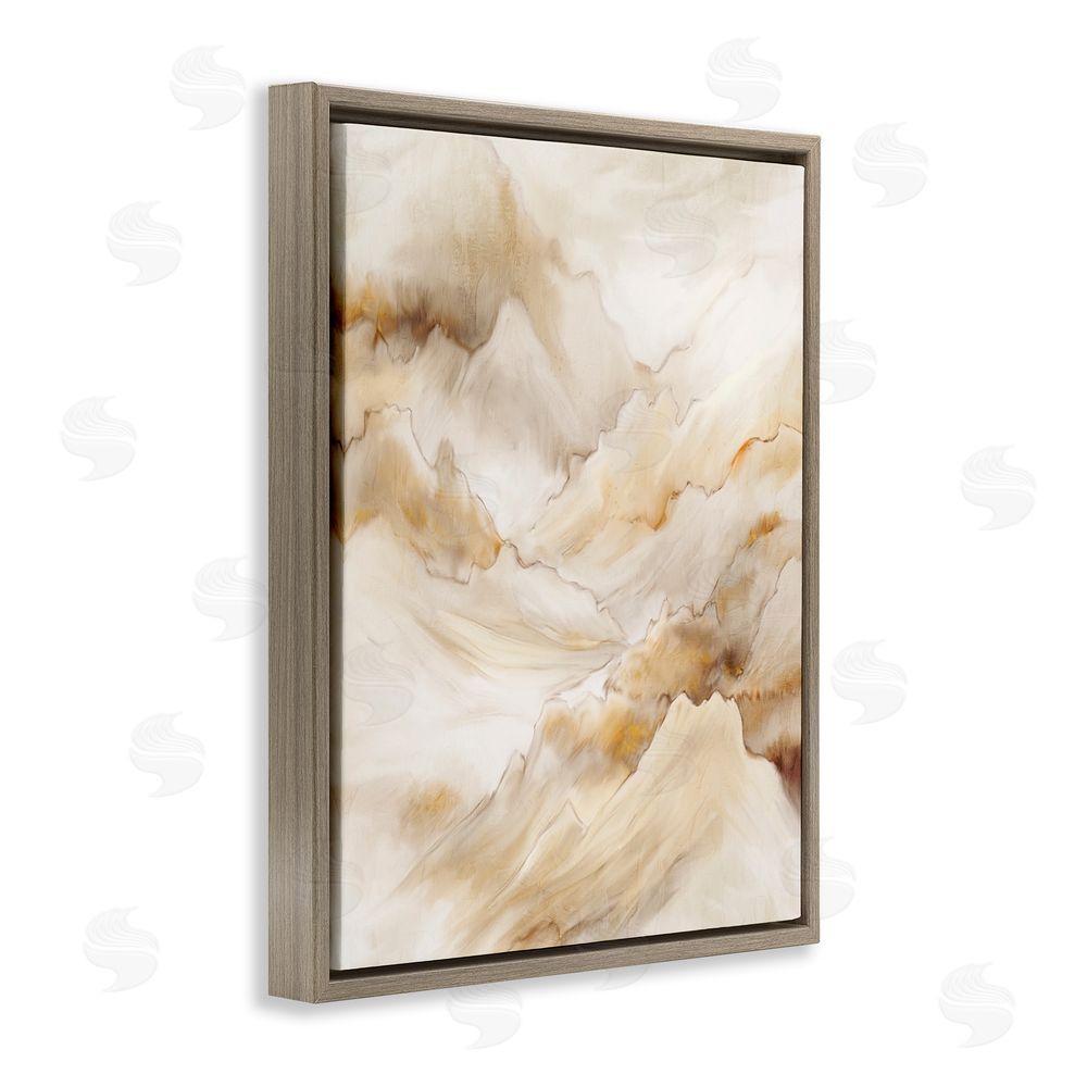 Kim Allen Neutral Land Flow Brown Floating Frame Canvas Wall Art Print