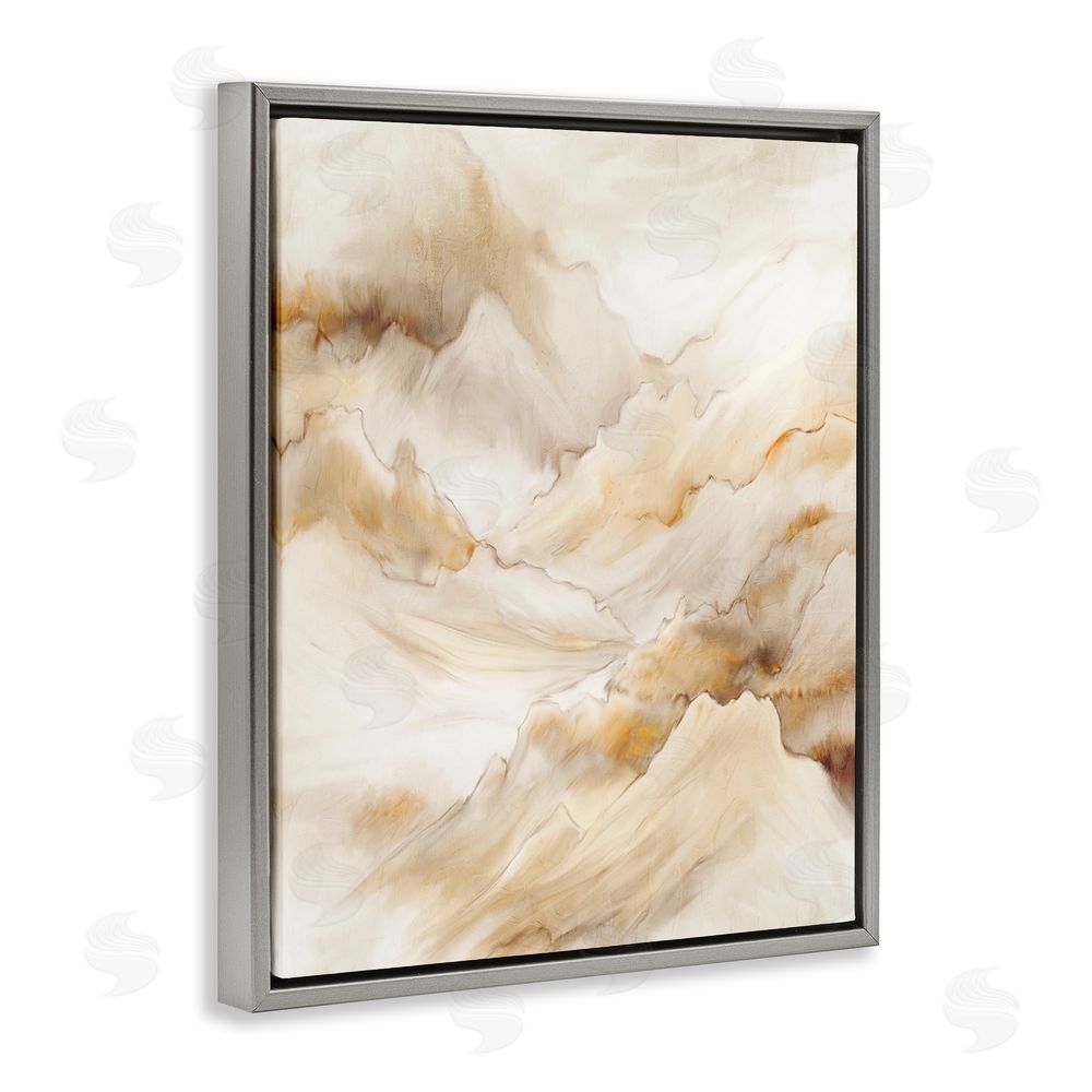 Kim Allen Neutral Land Flow Gray Floating Frame Canvas Wall Art Print