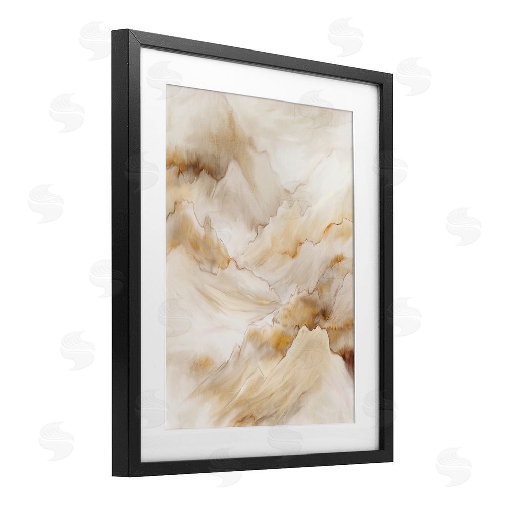 Kim Allen Neutral Land Flow Black Framed Print Under Glass Wall Art