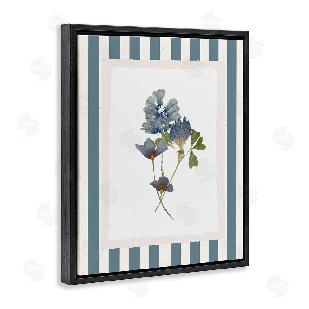 Val Rhodes Blue Summer Memory Florals Black Floating Frame Canvas Wall Art Print