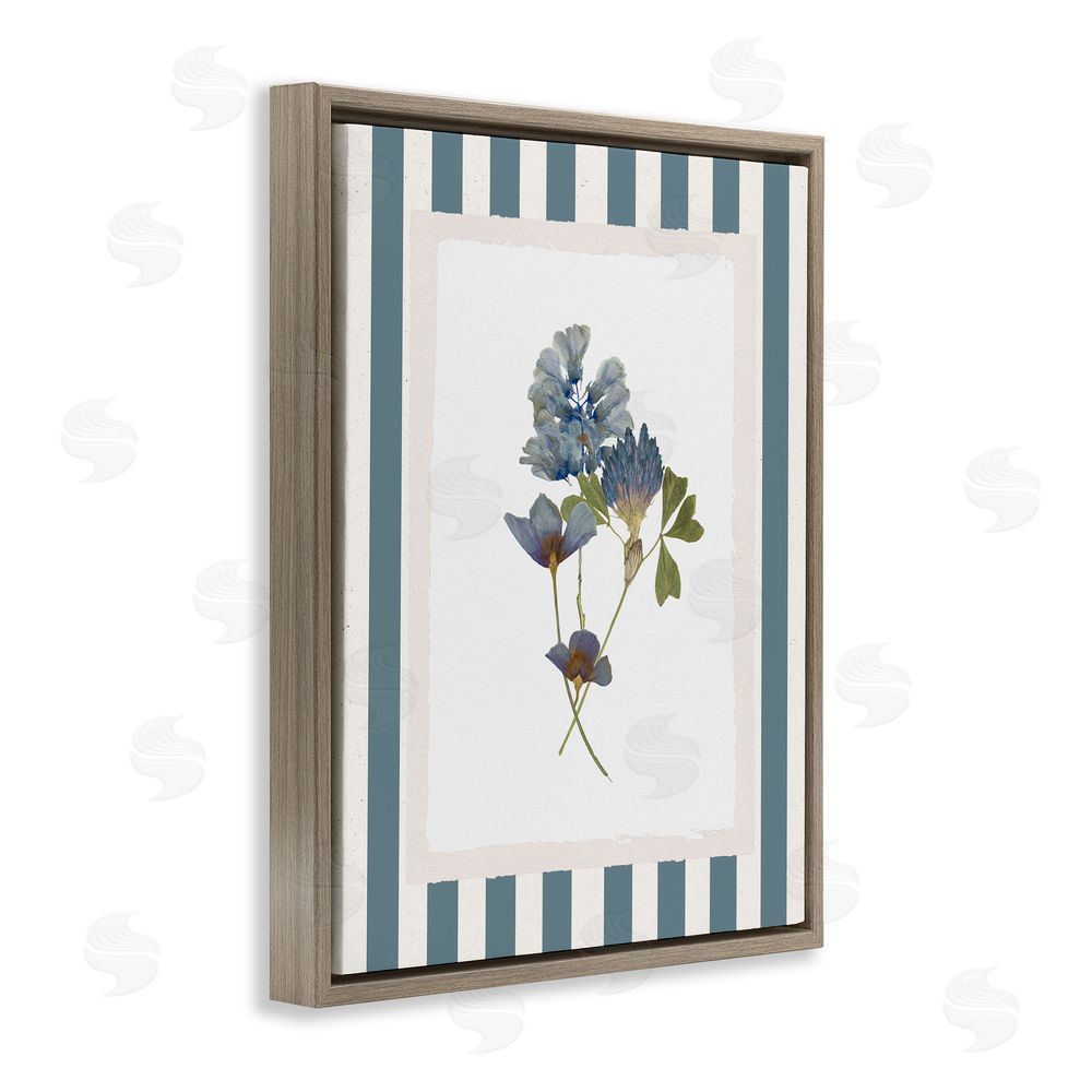 Val Rhodes Blue Summer Memory Florals Brown Floating Frame Canvas Wall Art Print