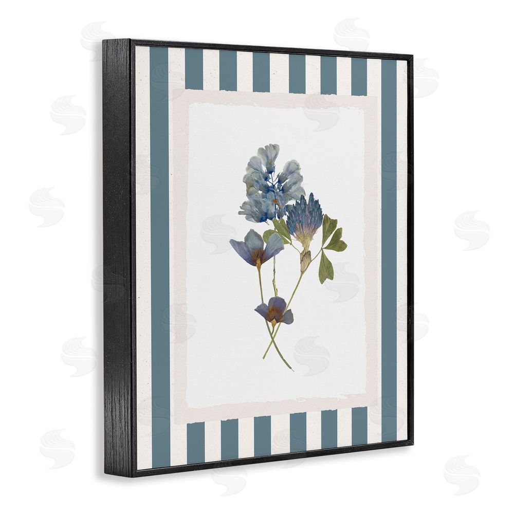 Val Rhodes Blue Summer Memory Florals Black Framed Giclee Wall Art Print