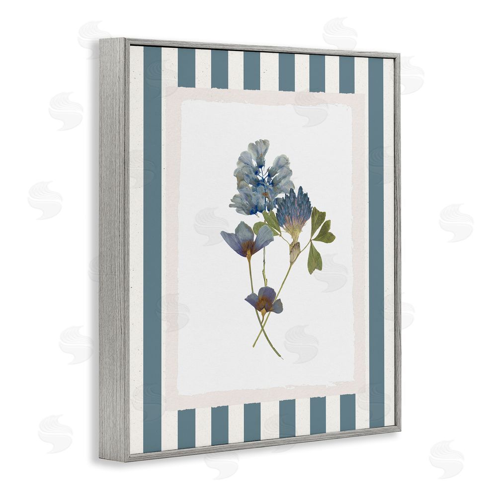 Val Rhodes Blue Summer Memory Florals Gray Framed Giclee Wall Art Print