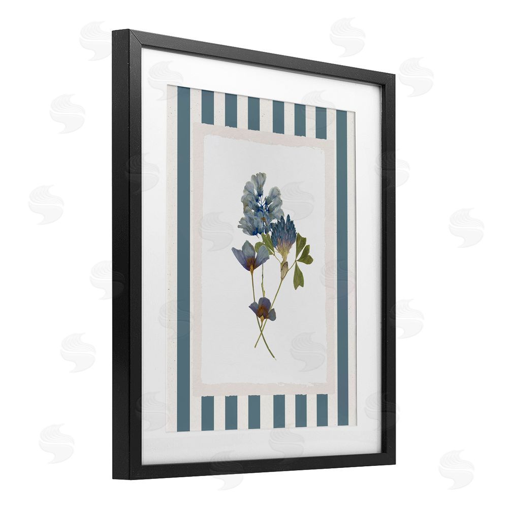 Val Rhodes Blue Summer Memory Florals Black Framed Print Under Glass Wall Art