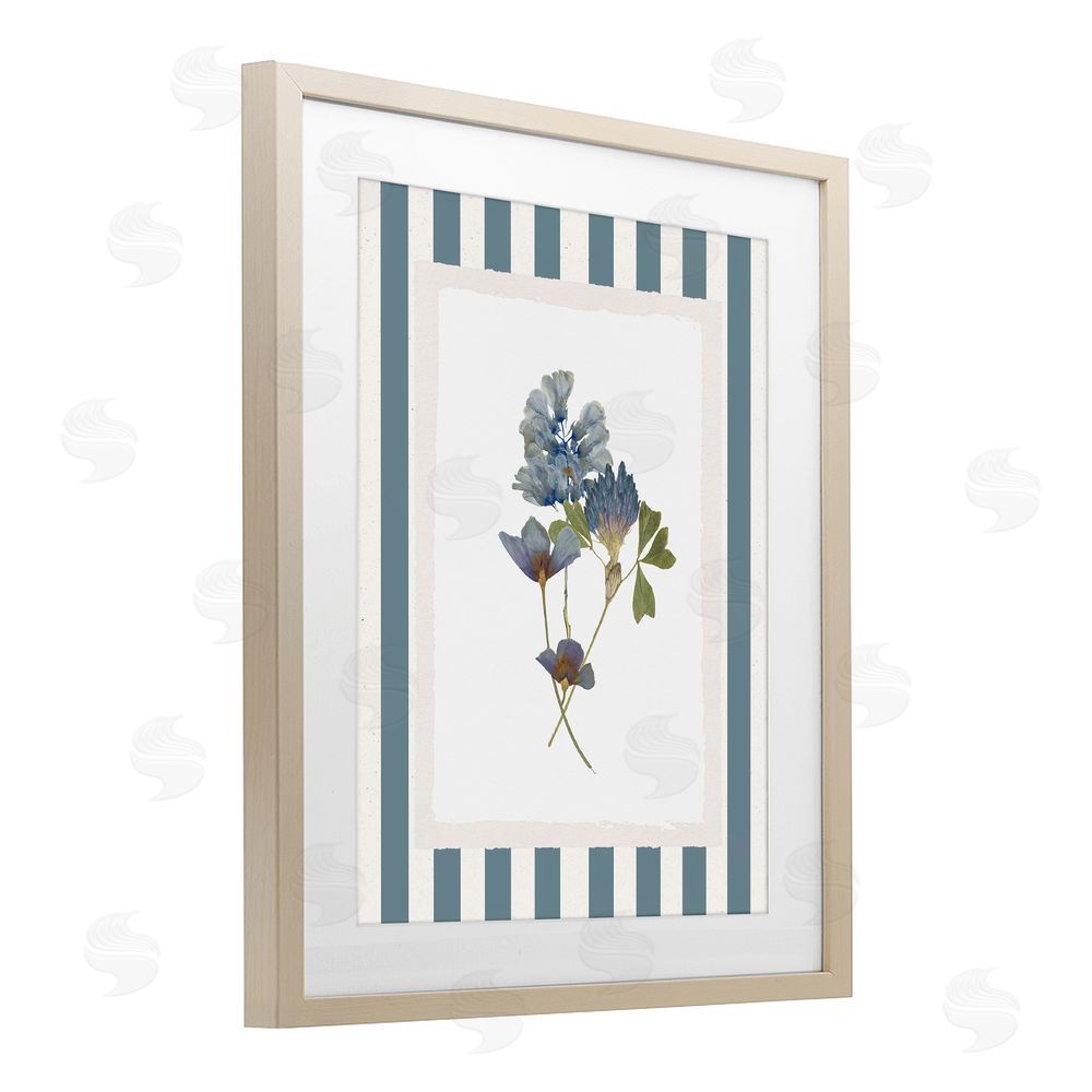 Val Rhodes Blue Summer Memory Florals Birch Framed Print Under Glass Wall Art