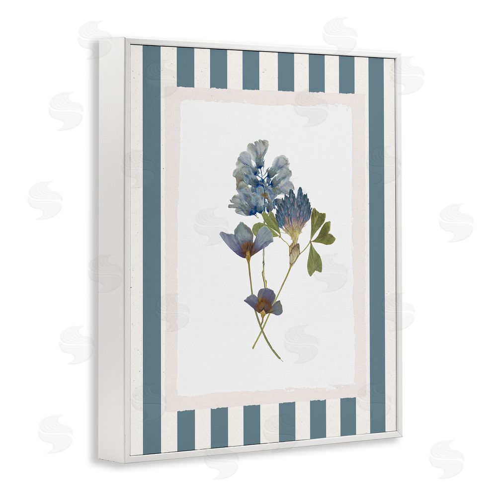 Val Rhodes Blue Summer Memory Florals White Framed Giclee Wall Art Print