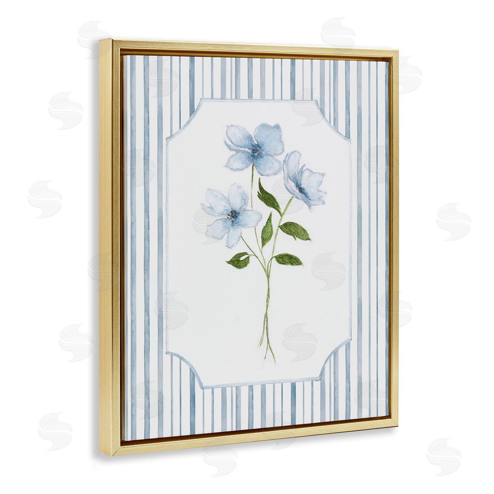 Tava Studios Soft Blooms & Stripes Gold Floating Frame Canvas Wall Art Print