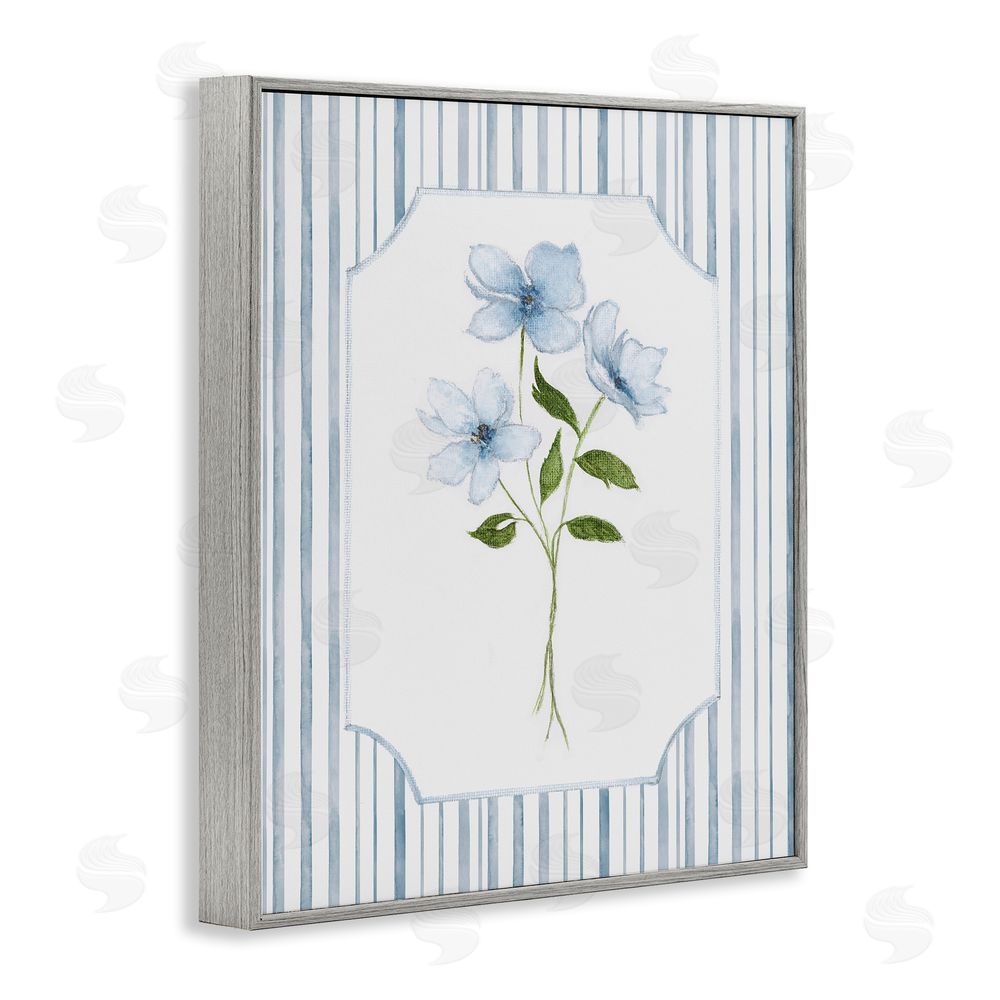 Tava Studios Soft Blooms & Stripes Gray Framed Giclee Wall Art Print