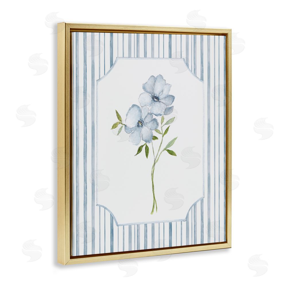 Tava Studios Blooms And Stripes Gold Floating Frame Canvas Wall Art Print