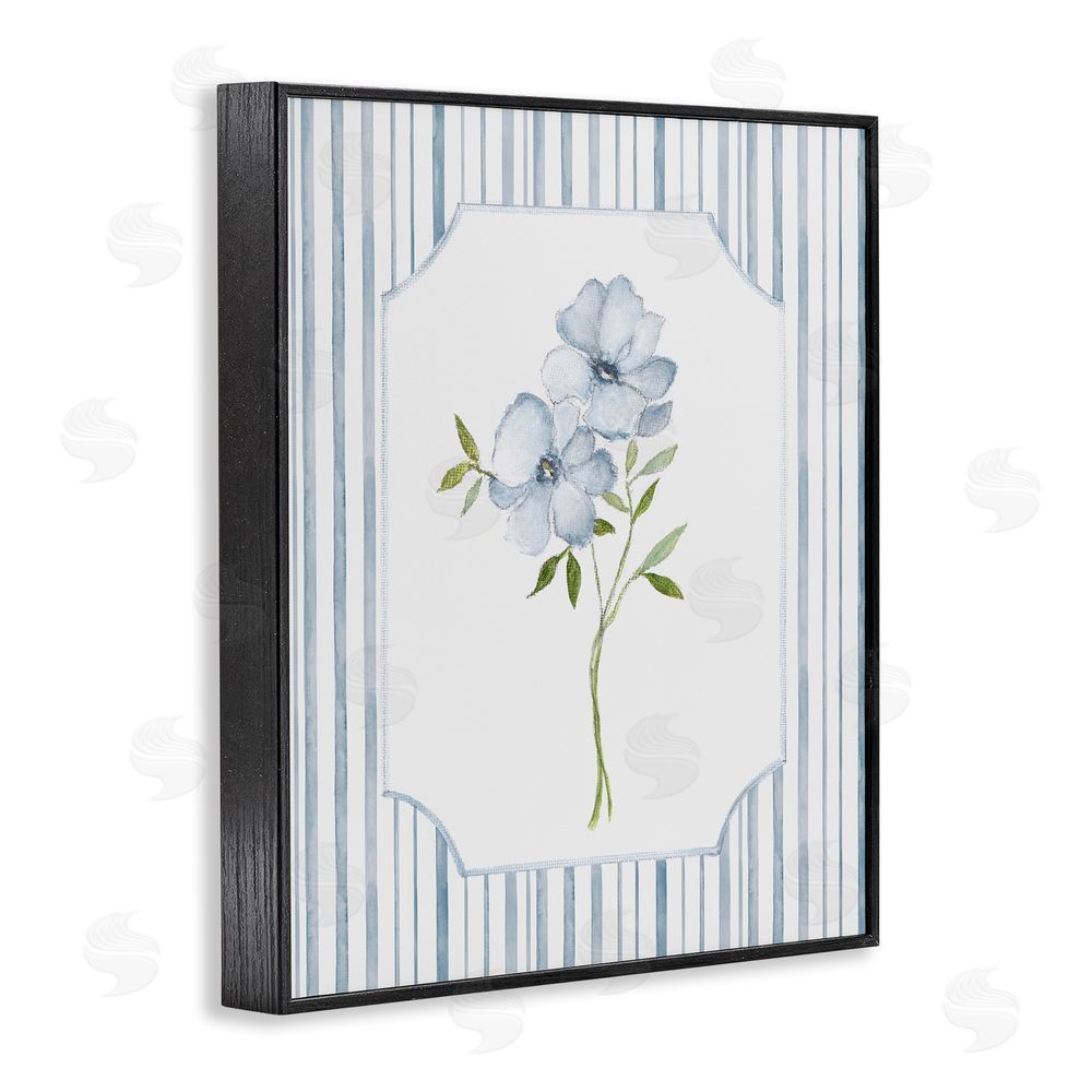 Tava Studios Blooms And Stripes Black Framed Giclee Wall Art Print