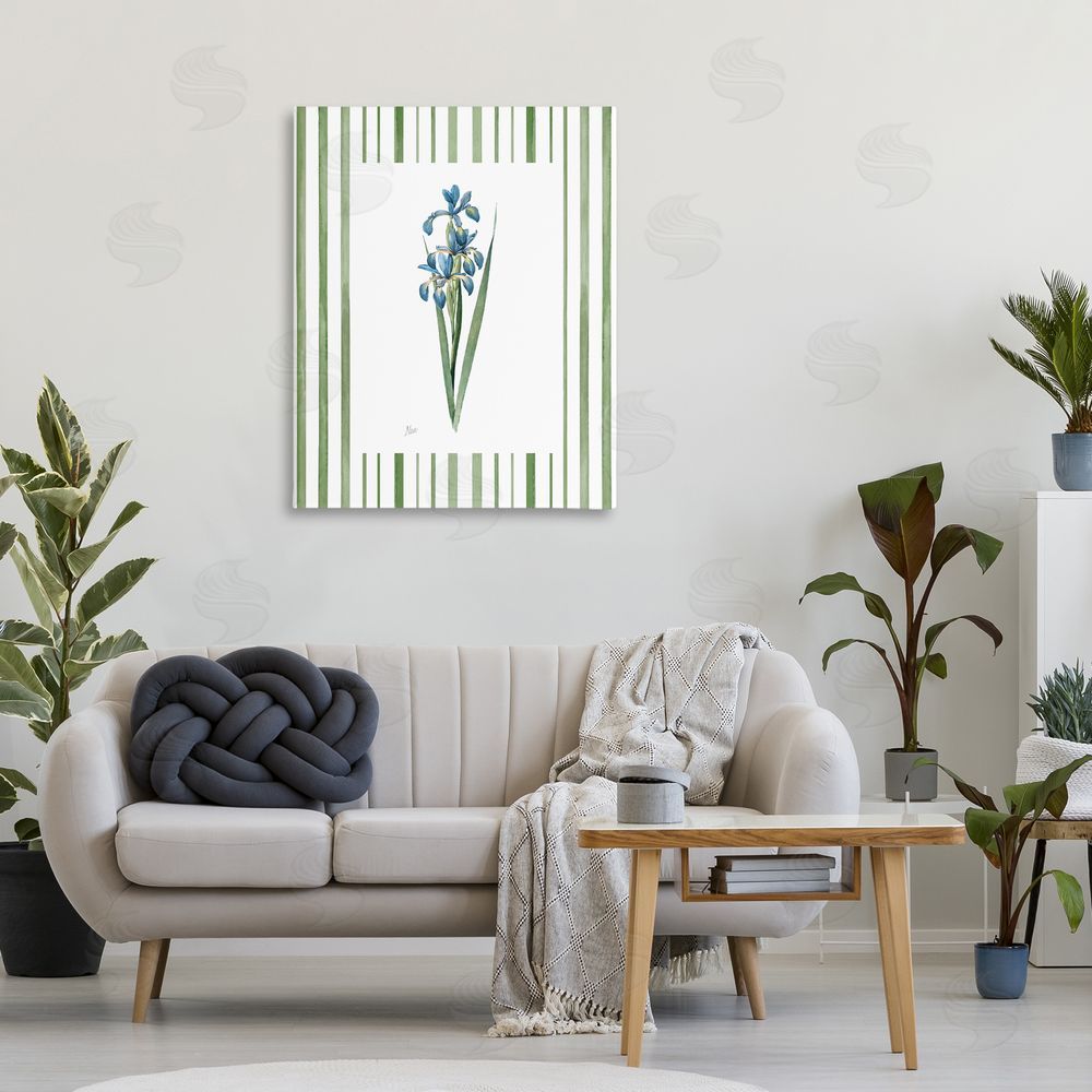 Nan Spring Irises with Stripes Stretched Canvas Wall Art in Room