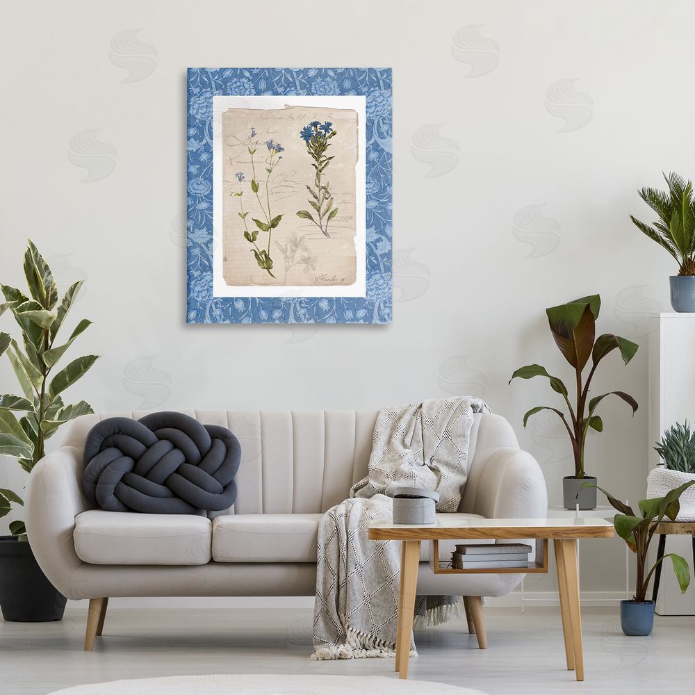 Livi Finn Blue Vintage Botanicals Stretched Canvas Wall Art in Room
