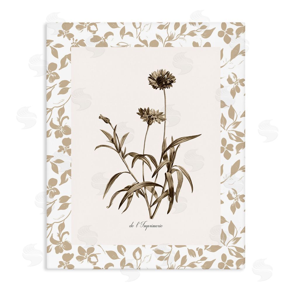 Kelly Donovan Neutral Imperial Flowers Stretched Canvas Wall Art Print