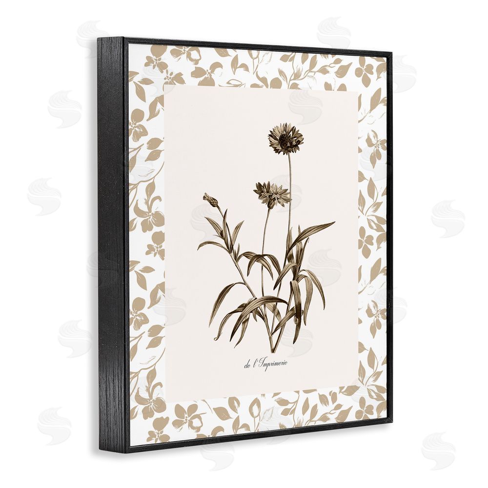 Kelly Donovan Neutral Imperial Flowers Black Framed Giclee Wall Art Print
