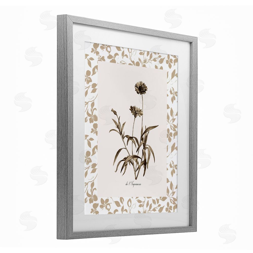 Kelly Donovan Neutral Imperial Flowers Gray Framed Print Under Glass Wall Art