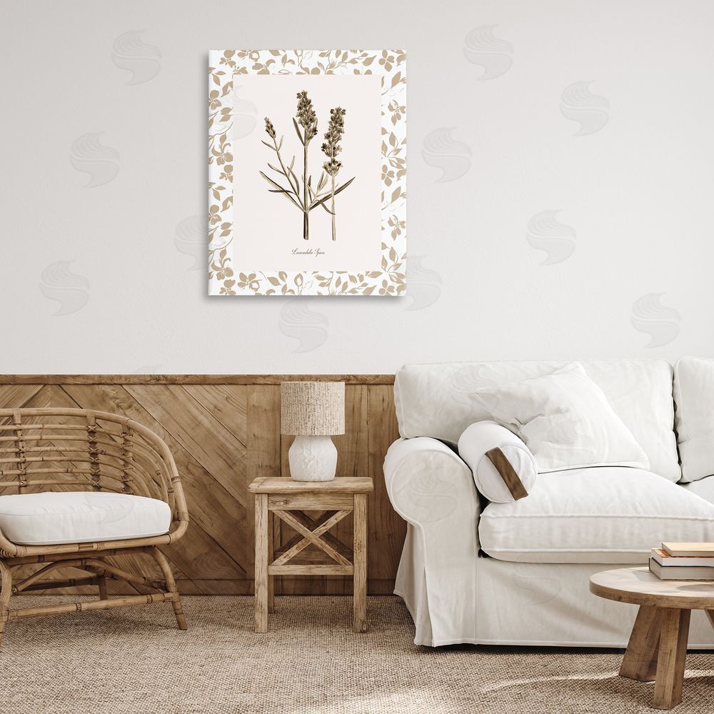 Kelly Donovan Neutral Imperial Herb Study Canvas Wall Art Print in Room