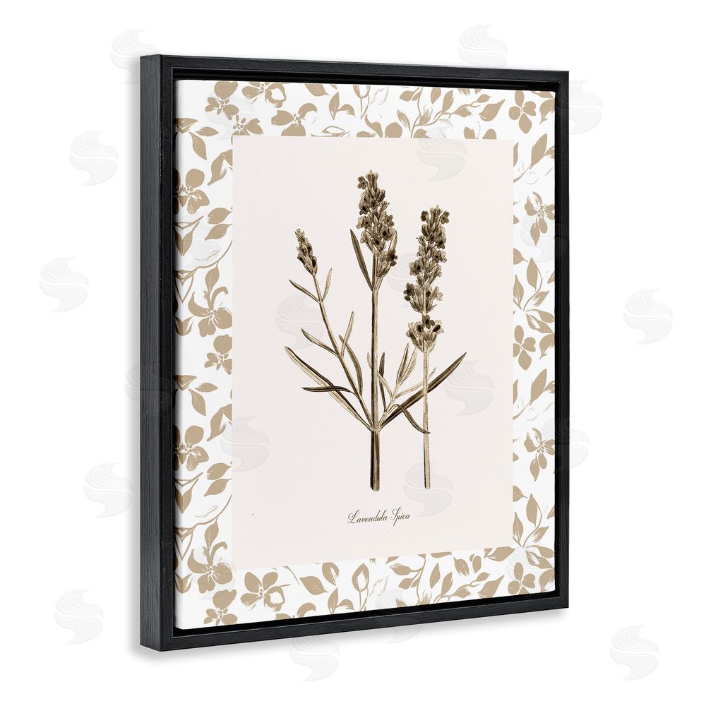 Kelly Donovan Neutral Imperial Herb Study Black Floating Frame Canvas Wall Art Print