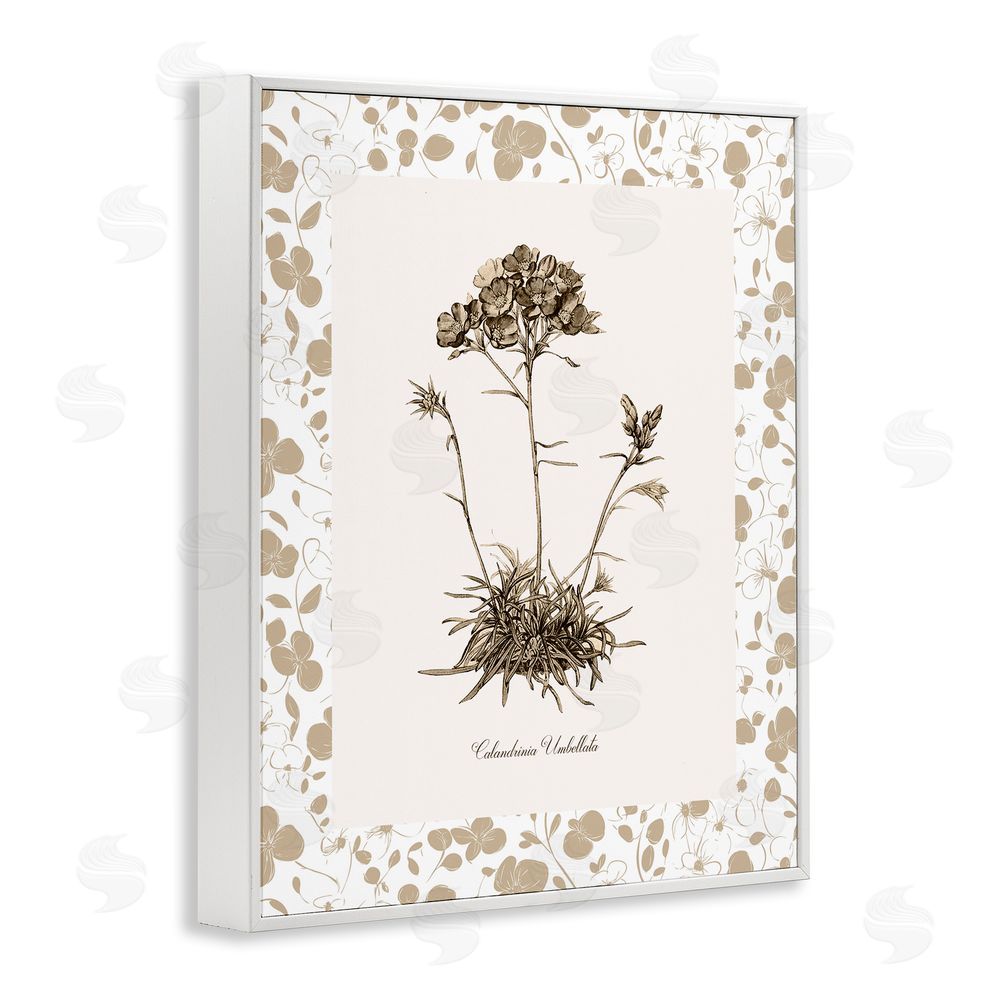 Kelly Donovan Neutral Imperial Flower & Herb White Framed Giclee Wall Art Print