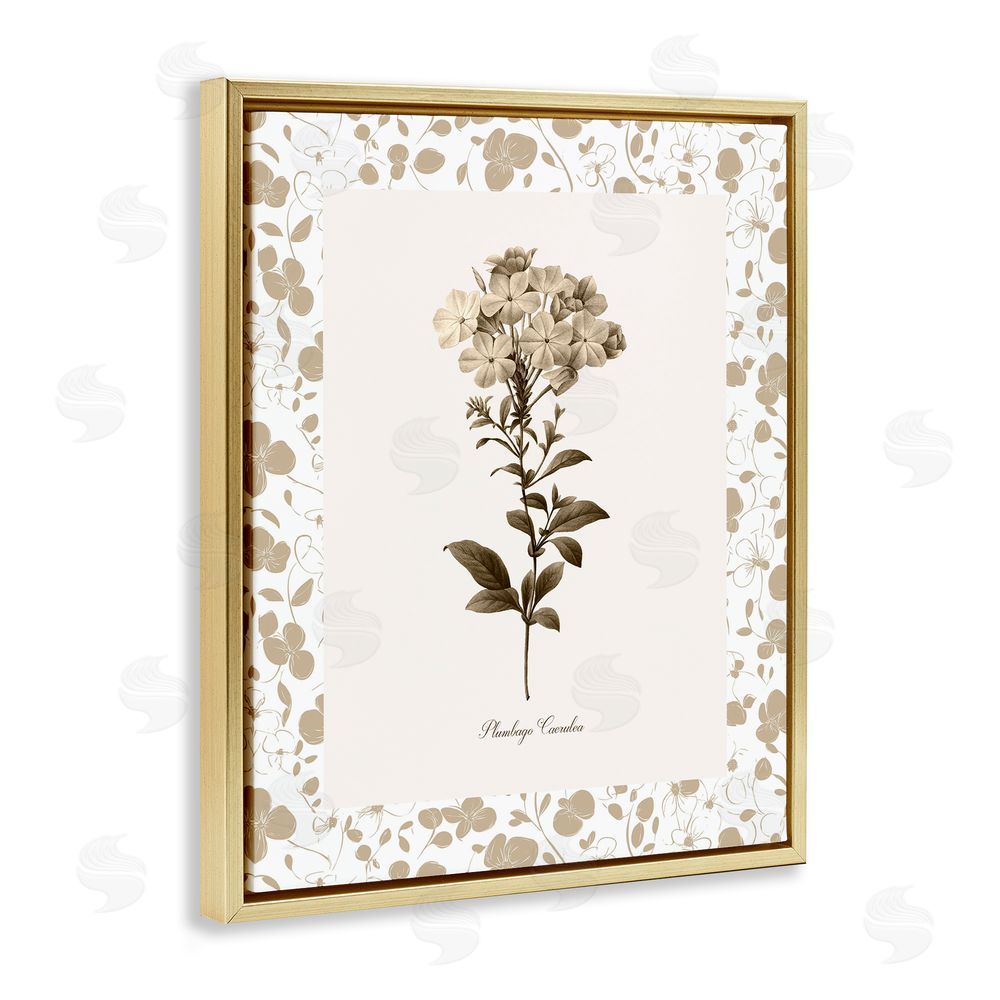 Kelly Donovan Neutral Imperial Botanical Gold Floating Frame Canvas Wall Art Print