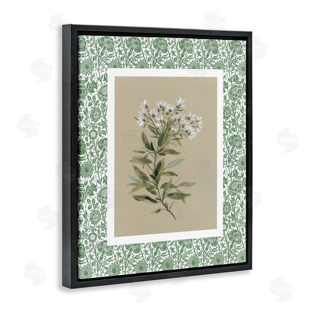 Carol Robinson Green Botanical Pattern Black Floating Frame Canvas Wall Art Print