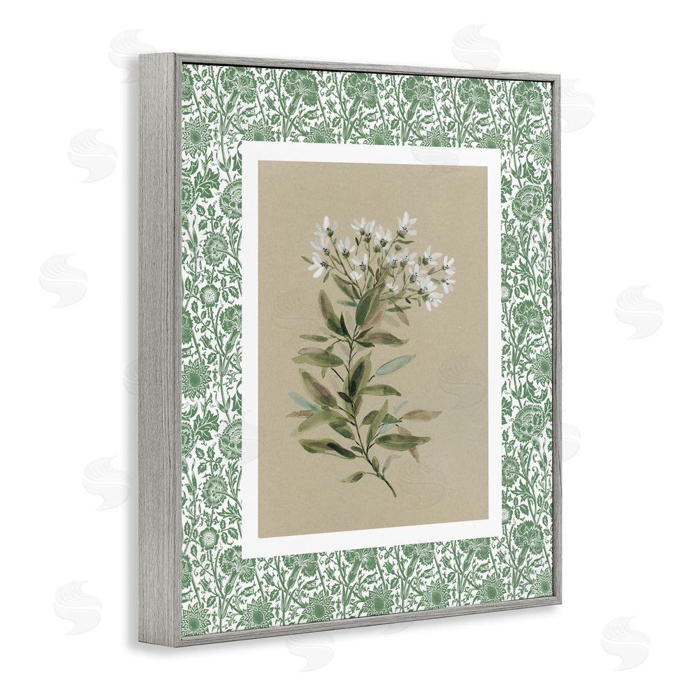 Carol Robinson Green Botanical Pattern Gray Framed Giclee Wall Art Print