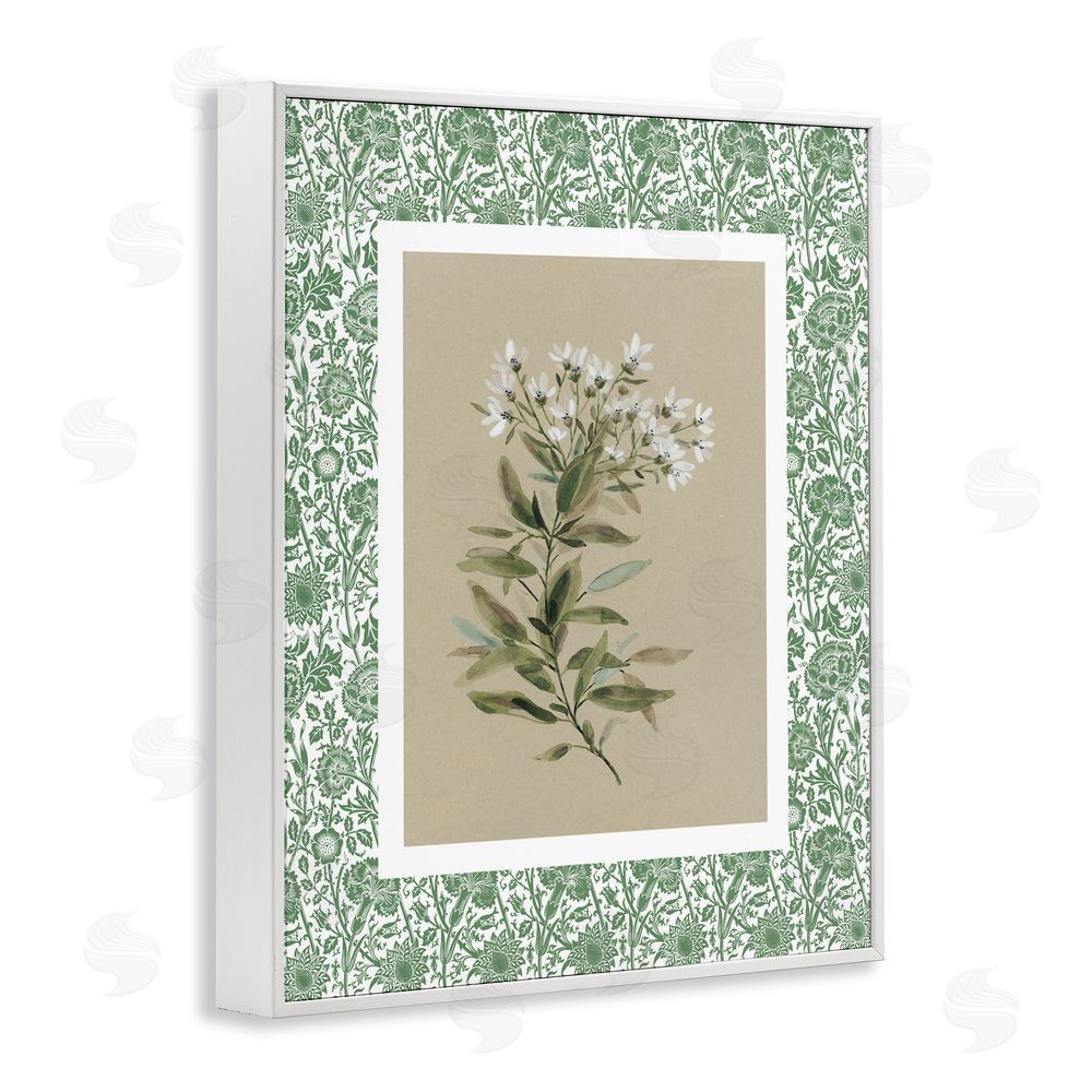 Carol Robinson Green Botanical Pattern White Framed Giclee Wall Art Print