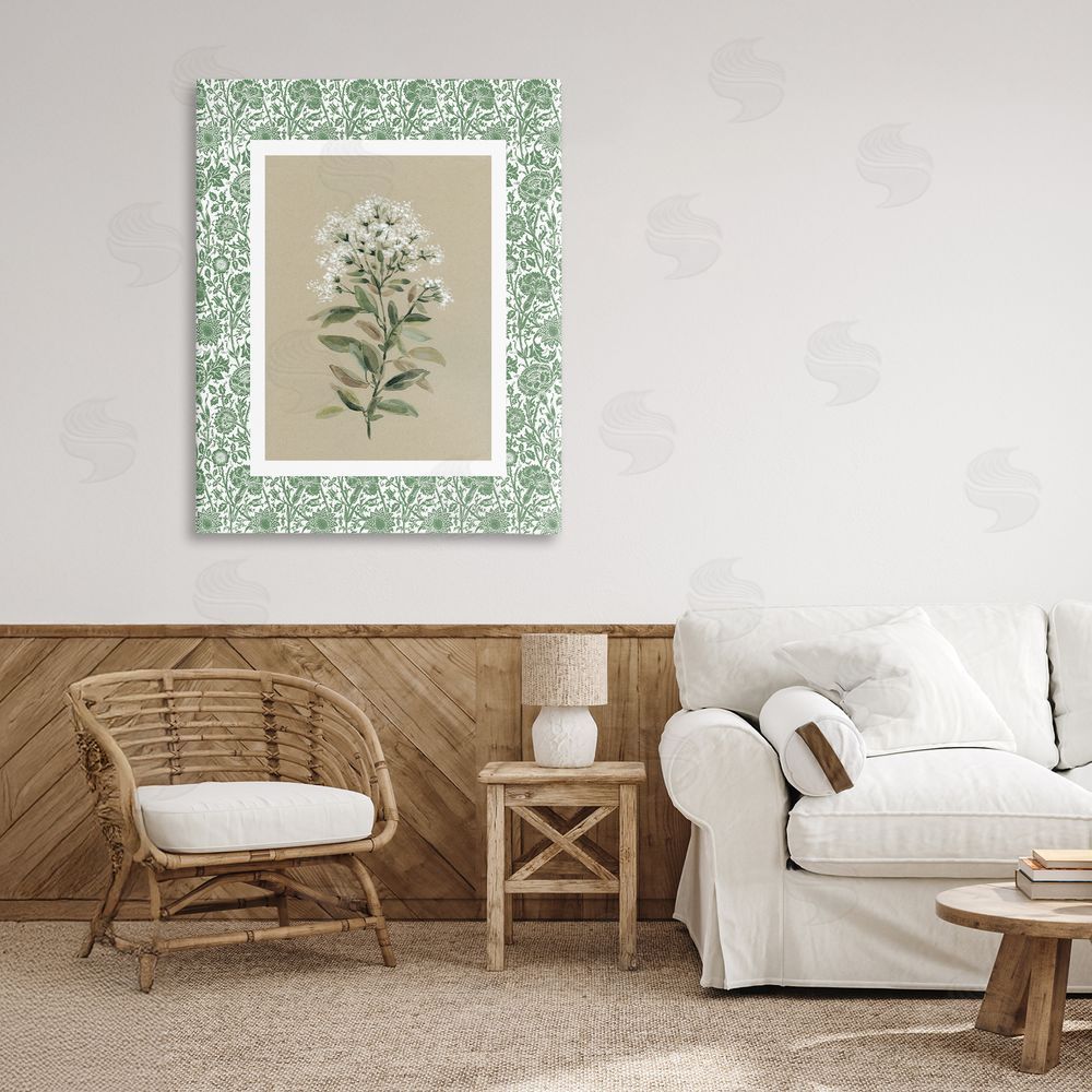 Carol Robinson Plant on Green Botanicals Canvas Wall Art Print in Room
