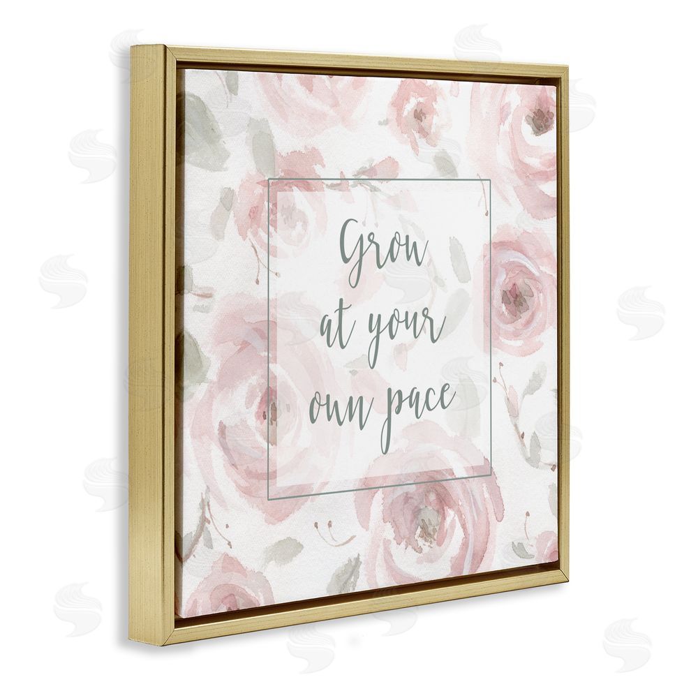 Carol Robinson Grow at Your Pace Florals Gold Floating Frame Canvas Wall Art Print