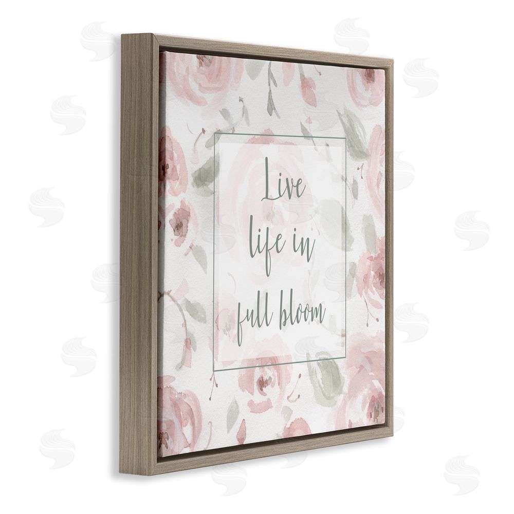 Carol Robinson Live Full Bloom Florals Brown Floating Frame Canvas Wall Art Print