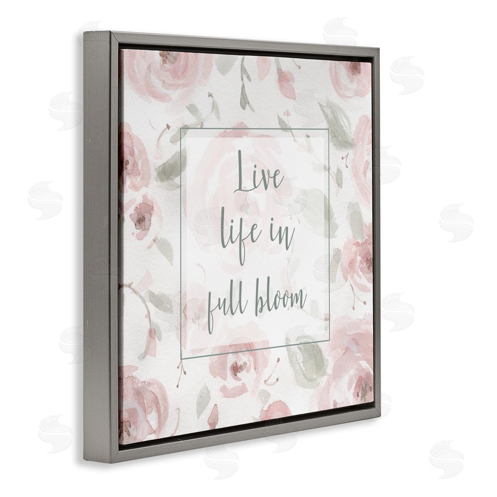 Carol Robinson Live Full Bloom Florals Gray Floating Frame Canvas Wall Art Print