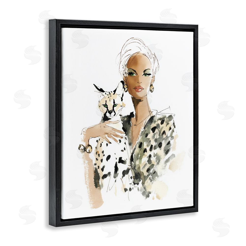 Svetlana Aleynikova Fashion Hunt Elegant Woman Black Floating Frame Canvas Wall Art Print