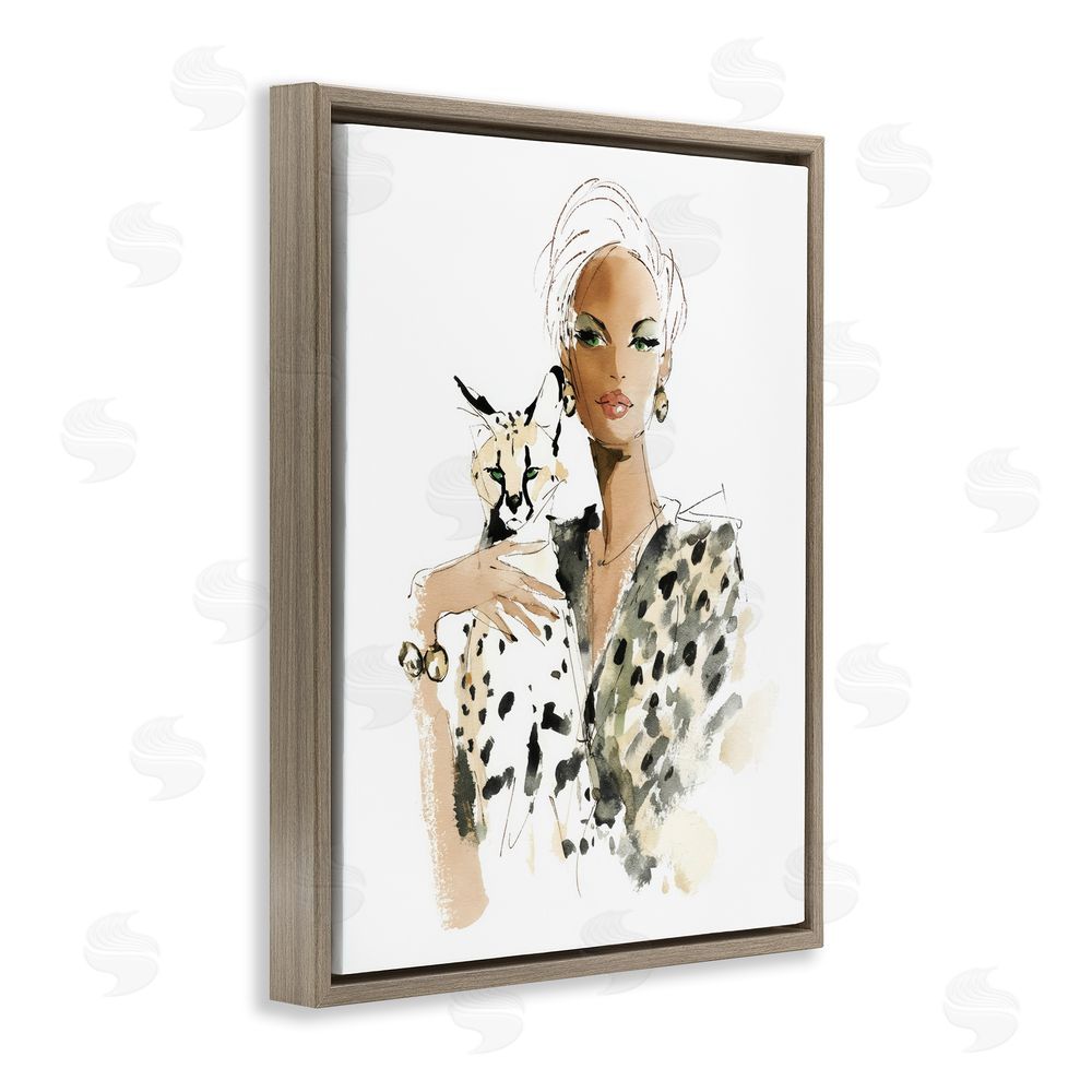 Svetlana Aleynikova Fashion Hunt Elegant Woman Brown Floating Frame Canvas Wall Art Print