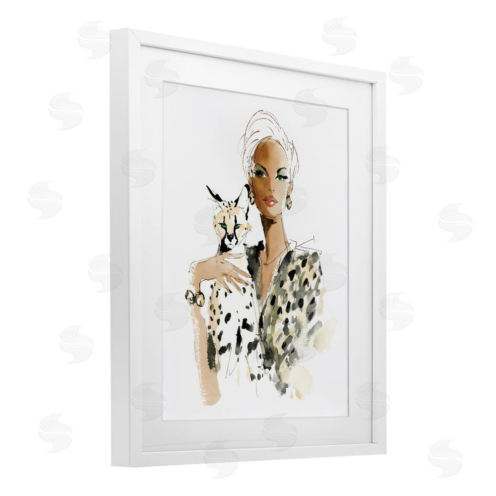 Svetlana Aleynikova Fashion Hunt Elegant Woman White Framed Print Under Glass Wall Art