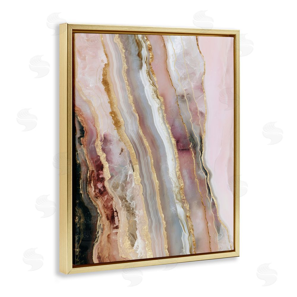 Svetlana Aleynikova Pastel Misty Gem Geode Gold Floating Frame Canvas Wall Art Print