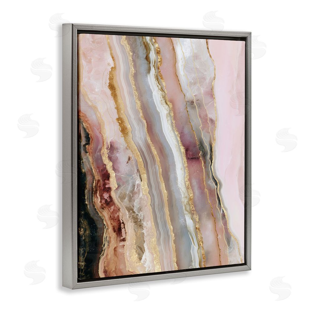 Svetlana Aleynikova Pastel Misty Gem Geode Gray Floating Frame Canvas Wall Art Print