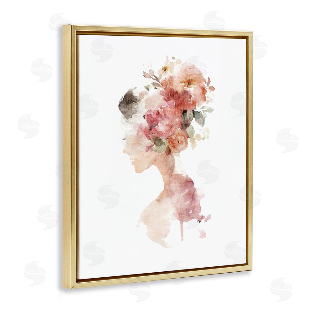 Svetlana Aleynikova Flowing With Petals Portrait Gold Floating Frame Canvas Wall Art Print