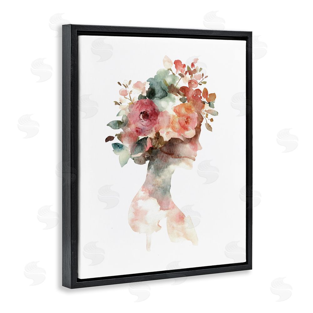 Svetlana Aleynikova Floral Dreamscape Silhouette Black Floating Frame Canvas Wall Art Print