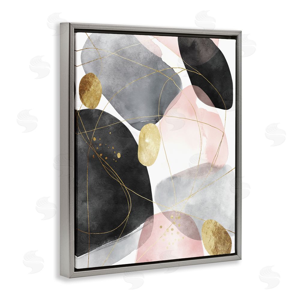 Svetlana Aleynikova Gilded Echoes Shapes Gray Floating Frame Canvas Wall Art Print