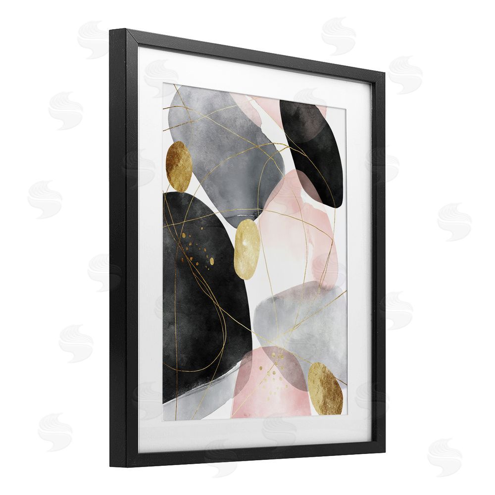 Svetlana Aleynikova Gilded Echoes Shapes Black Framed Print Under Glass Wall Art